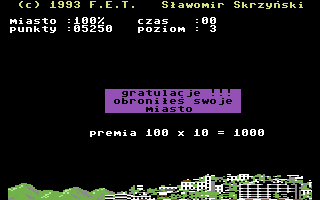 Polowanie na Litery (Commodore 64) screenshot: City saved