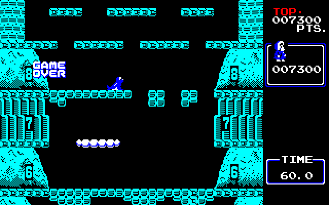 Ice Climber (PC-88) screenshot: Game over...