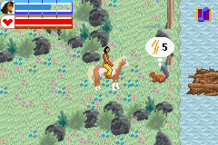 Spirit: Stallion of the Cimarron (Game Boy Advance) screenshot: The beaver wants us to collect wood for it.