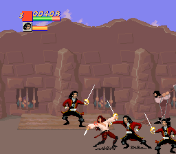 Cutthroat Island (SNES) screenshot: Chivalry is dead these days.