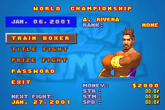 Ready 2 Rumble Boxing: Round 2 (Game Boy Advance) screenshot: Training sequence in the Championship mode