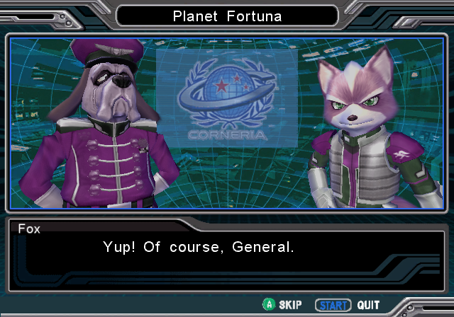 Star Fox Assault (GameCube) screenshot: Dialogue plays out similar to StarFox 64