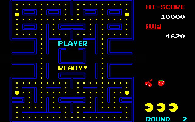 Pac-Man (PC-98) screenshot: The second level looks oddly familiar