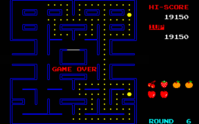 Pac-Man (PC-98) screenshot: Nuts! Ran out of lives!