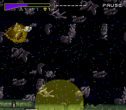 Chō Jikū Yōsai Macross: Scrambled Valkyrie (SNES) screenshot: This icon can power up a weapon