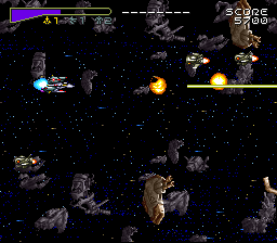 Chō Jikū Yōsai Macross: Scrambled Valkyrie (SNES) screenshot: Destroyed some enemies