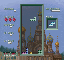 Super Tetris 3 (SNES) screenshot: Standard Tetris classic mode