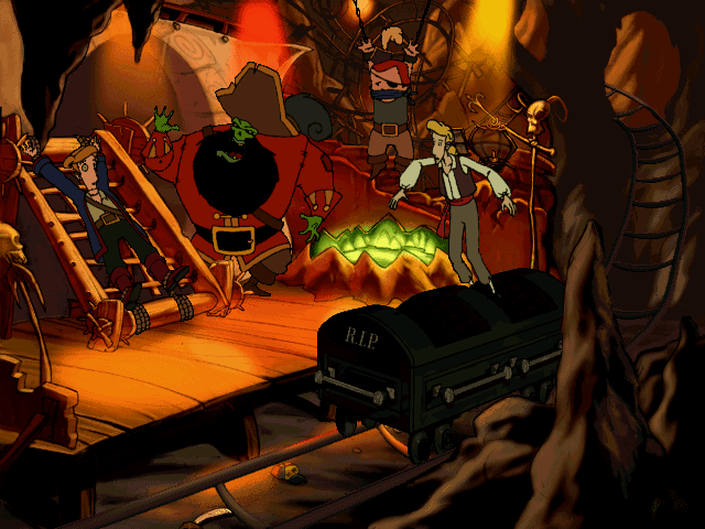 The Curse of Monkey Island (Windows) screenshot: LeChuck has even made a diorama of a scene from "Monkey Island 2" in his creepy amusement park.