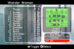 FIFA Soccer 2004 (Game Boy Advance) screenshot: Tactics, formation, squad