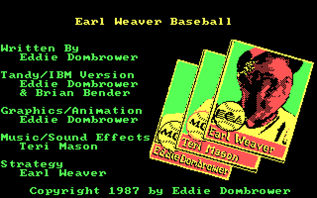 Earl Weaver Baseball (DOS) screenshot: Title Screen (CGA / Original version 1.0)