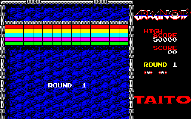 Arkanoid (PC-88) screenshot: First stage. Break all the blocks!