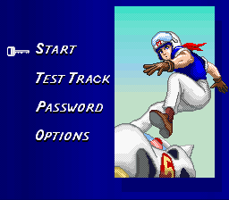 Speed Racer in My Most Dangerous Adventures (SNES) screenshot: Main menu