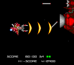 BlaZeon (SNES) screenshot: Round 2 with the ship starts with a firepower upgrade. This robot comes with two rounds for an incredibly powerful short range blast.