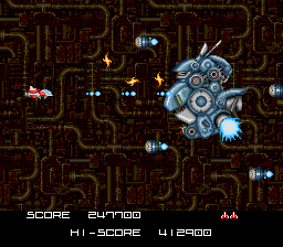 BlaZeon (SNES) screenshot: Half-dead and armed to the teeth.