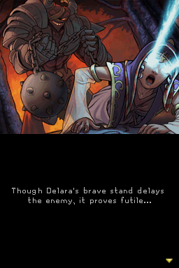Might & Magic: Clash of Heroes (Nintendo DS) screenshot: The story will progress both with in game dialogue and the occasional beautifully drawn cutscene.