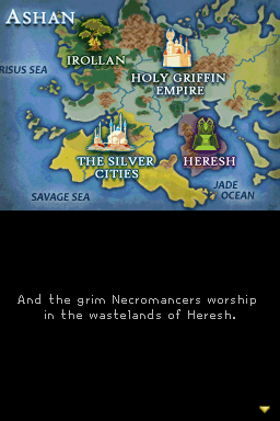 Might & Magic: Clash of Heroes (Nintendo DS) screenshot: A quick look at the world of Ashan...
