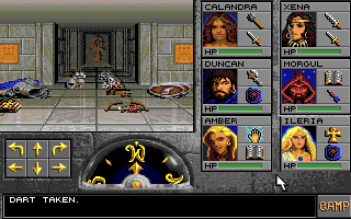 Eye of the Beholder II: The Legend of Darkmoon (Amiga) screenshot: Leave your items somewhere on the floor, they do not disappear.