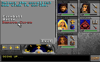 Eye of the Beholder II: The Legend of Darkmoon (Amiga) screenshot: Found some useful scrolls in the catacombs.