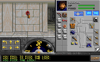 Eye of the Beholder II: The Legend of Darkmoon (Amiga) screenshot: It's good to have a skilled thief in the team.