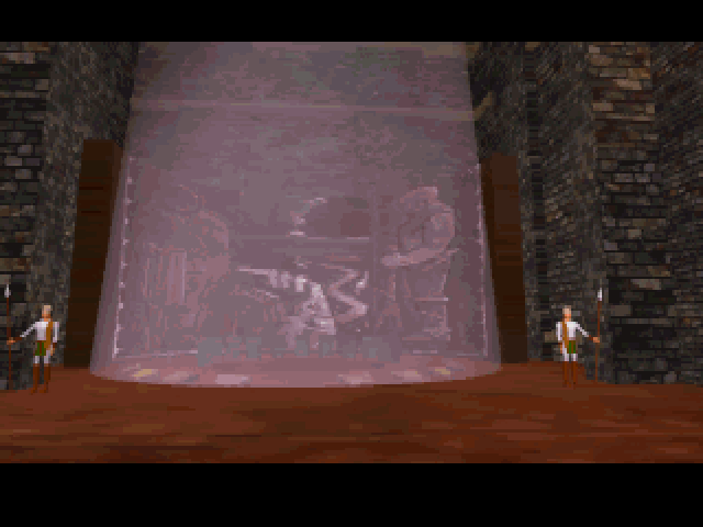 Lost Eden (Windows) screenshot: Taking the elevator down to lower levels of citadel
