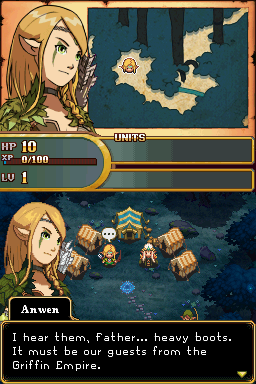 Might & Magic: Clash of Heroes (Nintendo DS) screenshot: The introduction to the first character you'll control, Anwen.