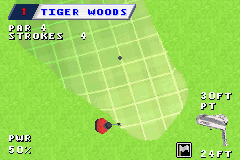 Tiger Woods PGA Tour Golf (Game Boy Advance) screenshot: If we are close to the hole, the game switches perspectives.