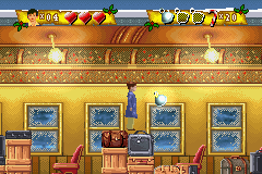 The Polar Express (Game Boy Advance) screenshot: Collect all three Christmas balls to leave the level