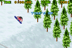 Shaun Palmer's Pro Snowboarder (Game Boy Advance) screenshot: You only have a few minutes to score enough points.