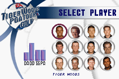 Tiger Woods PGA Tour Golf (Game Boy Advance) screenshot: Choosing a player for the PGA tour