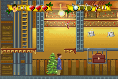 The Polar Express (Game Boy Advance) screenshot: The Christmas trees are checkpoints