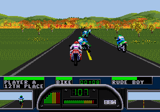 Road Rash II (Genesis) screenshot: Starting a race in Vermont