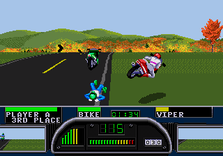 Road Rash II (Genesis) screenshot: I'm as clueless as you are about what happened here