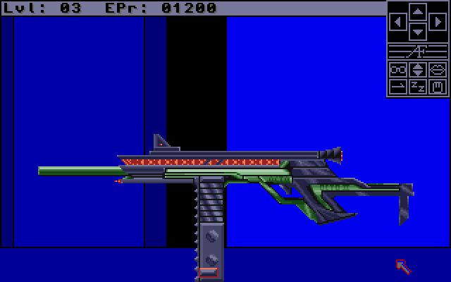Alien Fires: 2199 AD (Amiga) screenshot: Found a weapon