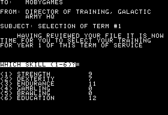 Space (Apple II) screenshot: Personal development training