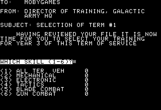 Space (Apple II) screenshot: Advanced education
