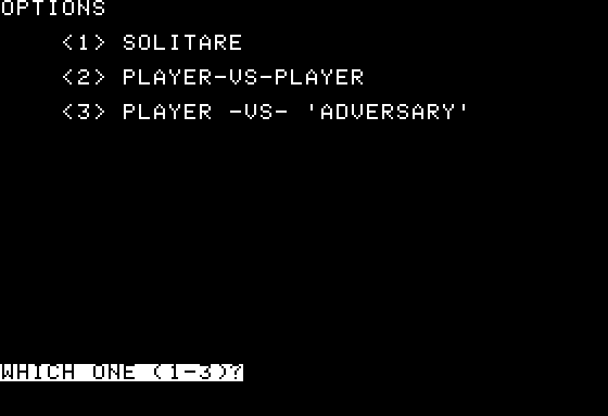 Space (Apple II) screenshot: First Blood options