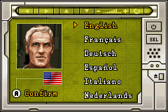 CT Special Forces: Back in the Trenches (Game Boy Advance) screenshot: Language selection