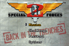 CT Special Forces: Back in the Trenches (Game Boy Advance) screenshot: Main menu