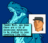 Godzilla: The Series - Monster Wars (Game Boy Color) screenshot: ...happens again. We need someone to LEAD the team.