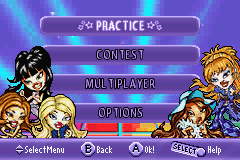Bratz (Game Boy Advance) screenshot: Main menu