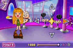 Bratz (Game Boy Advance) screenshot: Just another variant of the old push-the-button-when-the-symbol-is-there game.