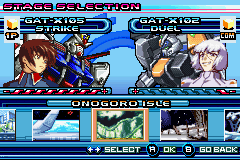 Mobile Suit Gundam Seed: Battle Assault (Game Boy Advance) screenshot: Stage selection