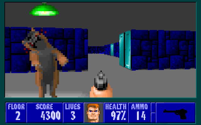 Wolfenstein 3D (PC-98) screenshot: Oh no!... Well... what can you do... this dog attacked you