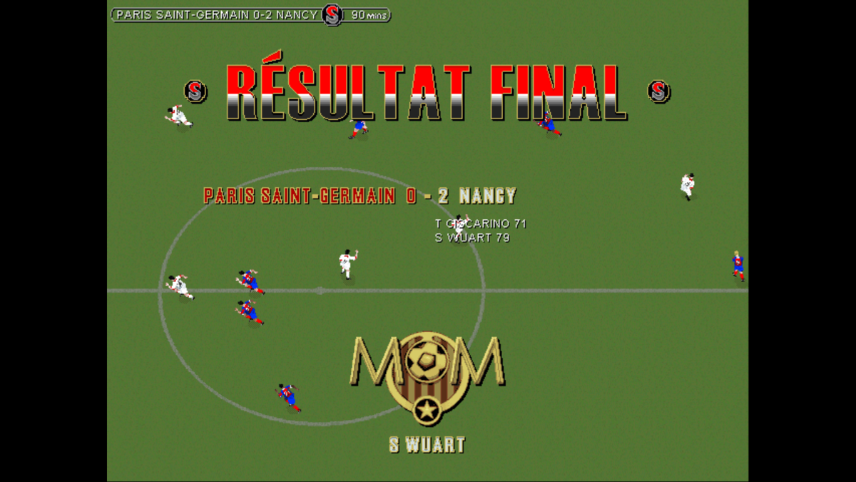 Sensible Soccer '98: European Club Edition (Windows) screenshot: End of Match - Results (French)