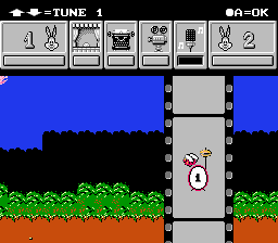 Tiny Toon Adventures: Cartoon Workshop (NES) screenshot: Choosing the music