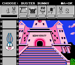 Tiny Toon Adventures: Cartoon Workshop (NES) screenshot: Choosing the first character to appear