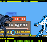 Godzilla: The Series (Game Boy Color) screenshot: Fighting against the first boss.