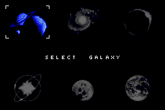 Orbient (Game Boy Advance) screenshot: Select a galaxy