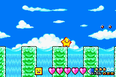 Densetsu no Stafy (Game Boy Advance) screenshot: Stafi can also leave the water and walk.