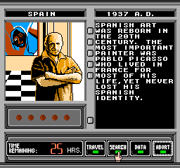 Where in Time Is Carmen Sandiego? (NES) screenshot: ... and then head to Spain in a different era...